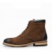 Shoes Leather Casual Boots Casual Low Heel Lace-up Black / Brown  