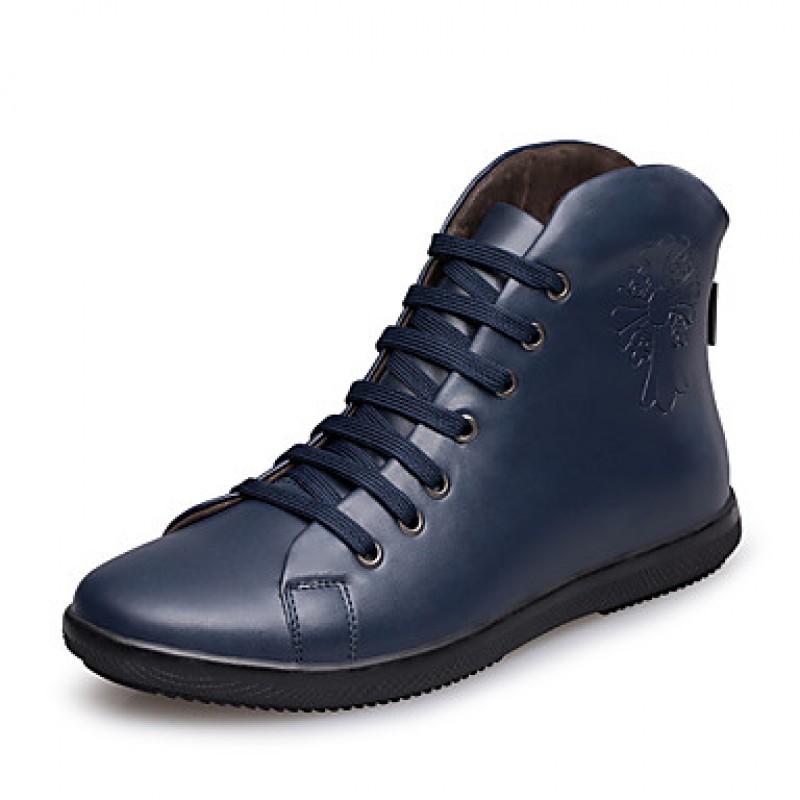 Shoes Leather Outdoor / Office  Career / Casual Boots Outdoor / Office  Career / Casual Flat Heel Lace-up Black / Blue  