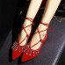 Women's Shoes Velvet Flat Heel Mary/ Pointed Toe Flats Party & Evening / Dress / Casual Black / Blue / Red